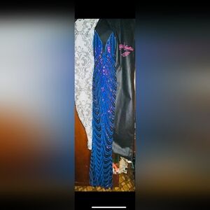 Elegant Blue and Pink Evening Gown